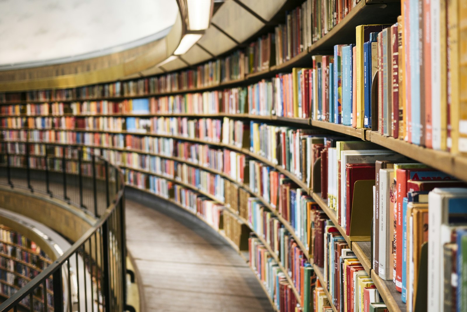 Library shelves of bound volumes for a briefing pack